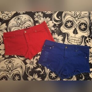 Stylish Red and Blue Women Shorts